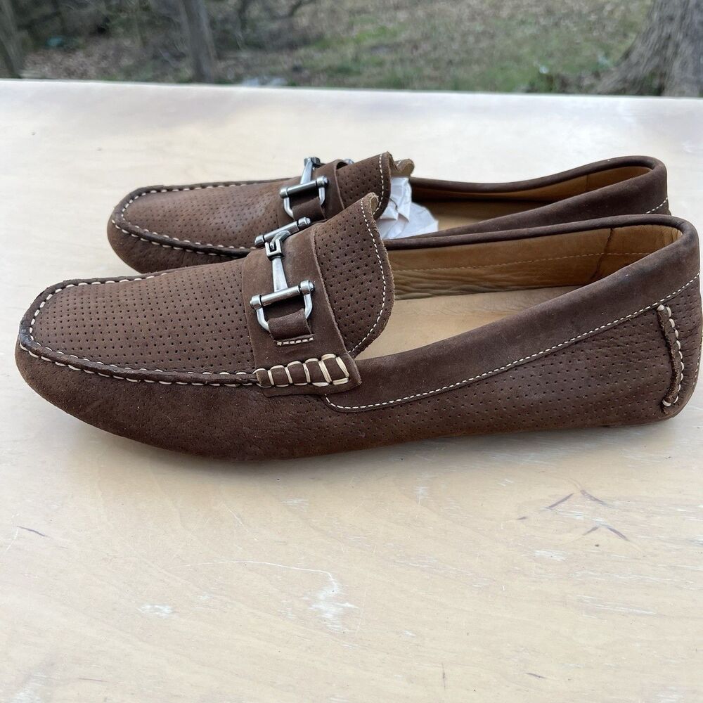 Men's Brown Loafers Driving Shoes 10 M Suede Leather 1901 Torino Brasil